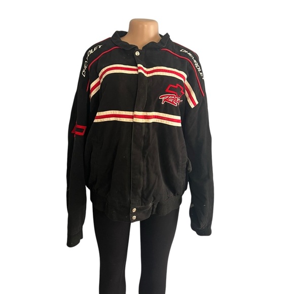 Vintage ESSEX Chevrolet Nascar Racing Embroidered Bomber Jacket Black - Picture 1 of 11
